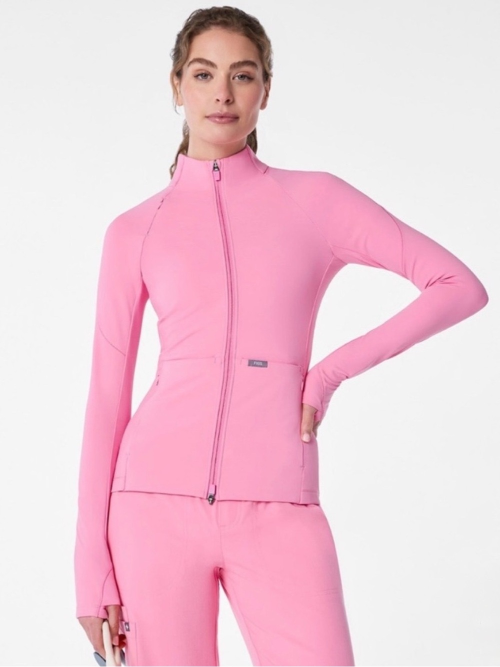 FIGS Sunrise Pink On-shift Contour Knit Zip Scrub Jacket Size XXS NEW WITH TAGS